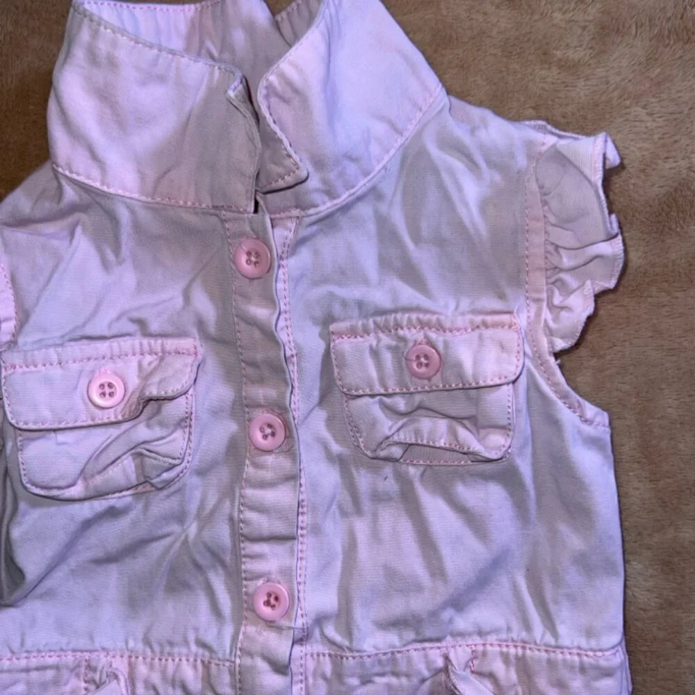 Vtg Children's Place Girls 24 Months Pale Pink Button Sleeveless Tie Belt Dress - Picture 2 of 6
